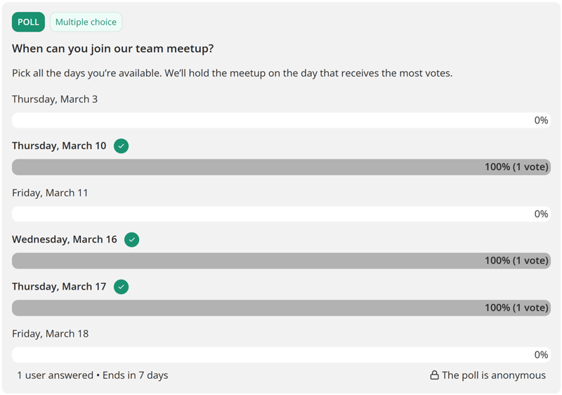 Polls with multiple choice