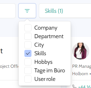 Lists fields as filters in People Directory