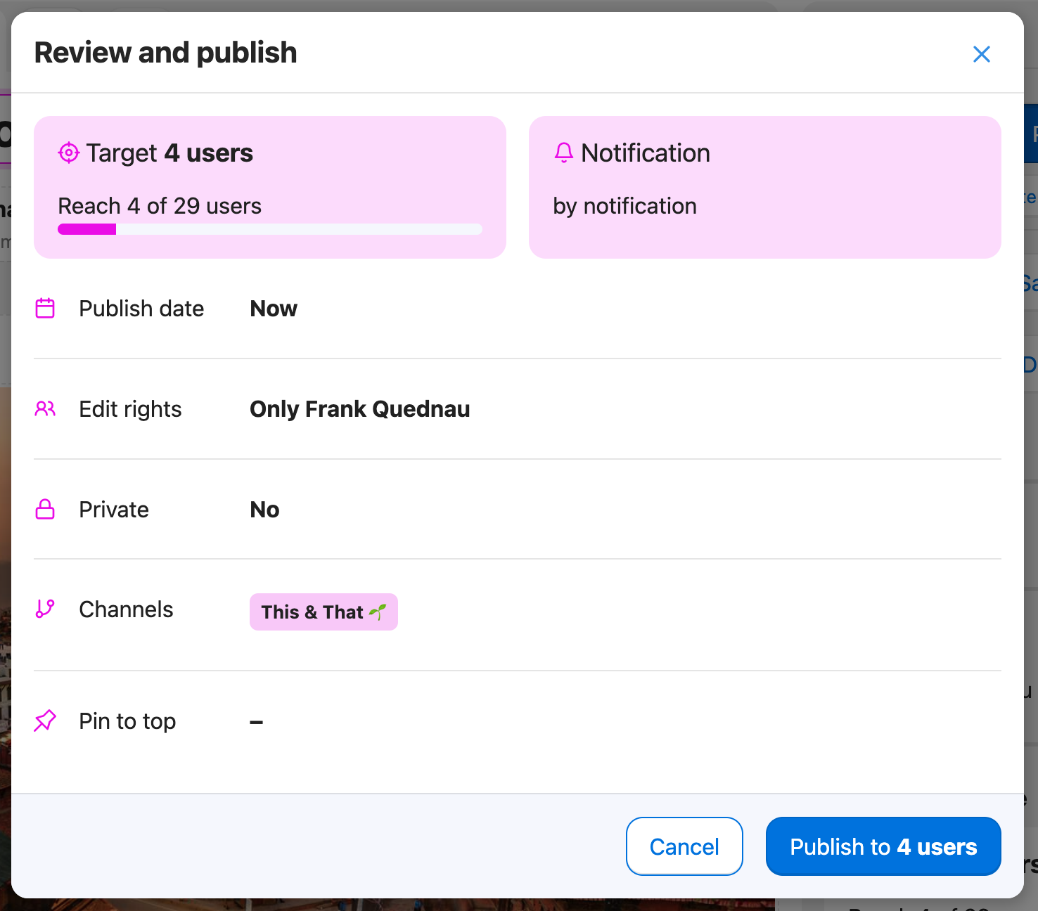 Review essential publishing settings