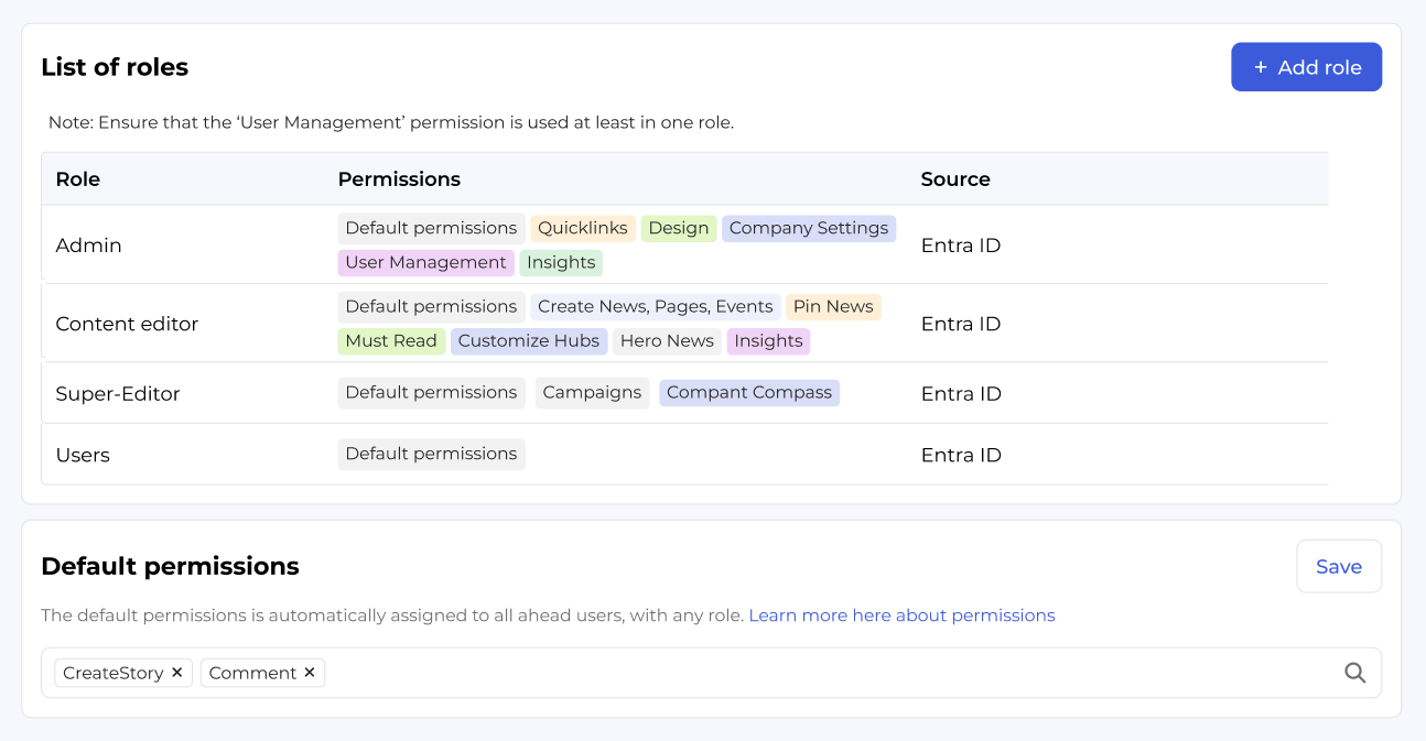 Manage user roles and permissions