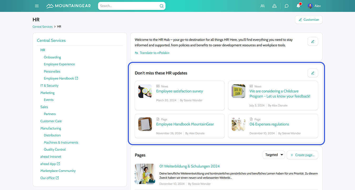 ahead Content Module for Homepage & Hubs