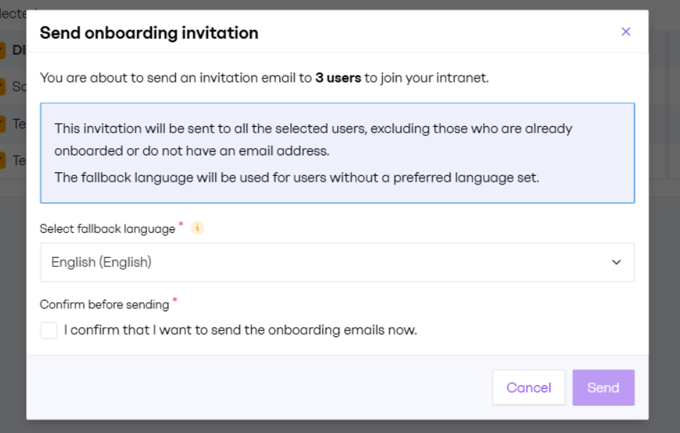 Onboarding invitations in each user's preferred language